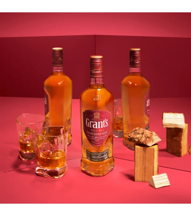 Виски бленд Grant's Triple Wood 0,7л 40% + 2 стакана купить
