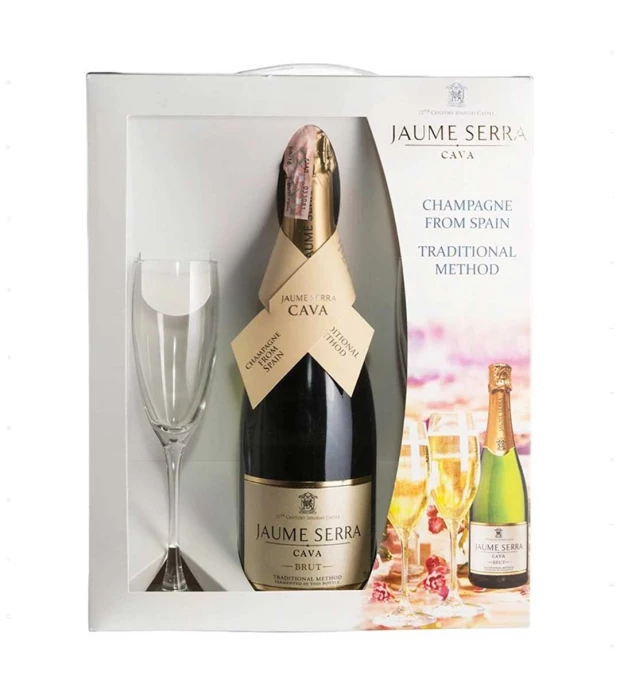 Вино игристое Cava Jaume Serra Brut белое брют 0,75л 11% + 2 бокала