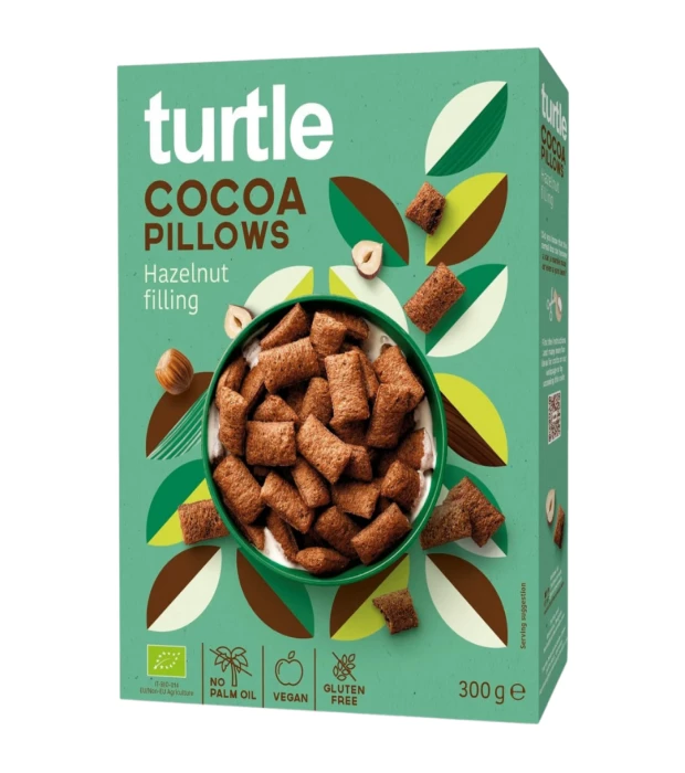 Готовый завтрак Какао-подушечки с фундуком органические Turtle 300 г
