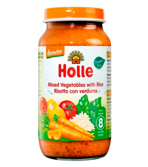 Детское питание Овощной микс с рисом пюре органическое (с 8 месяцев) Holle 220 г