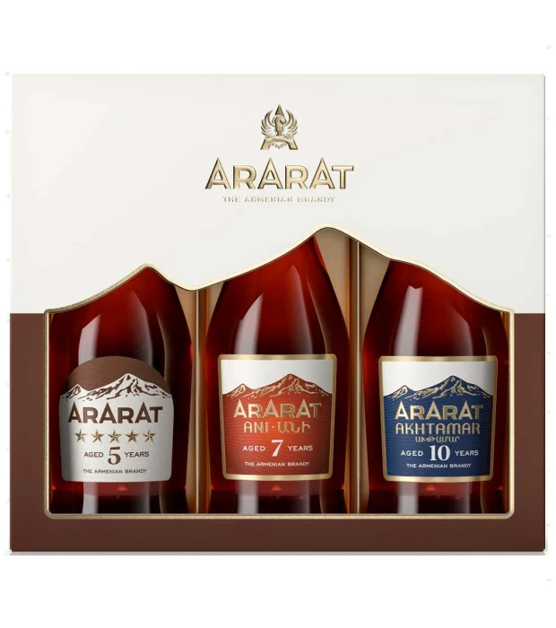 Набор Бренди Ararat Ani 6 лет + Бренди Ararat Otborny 7 лет + Бренди Ararat Akhtamar 10 лет 3х0,05л 40%