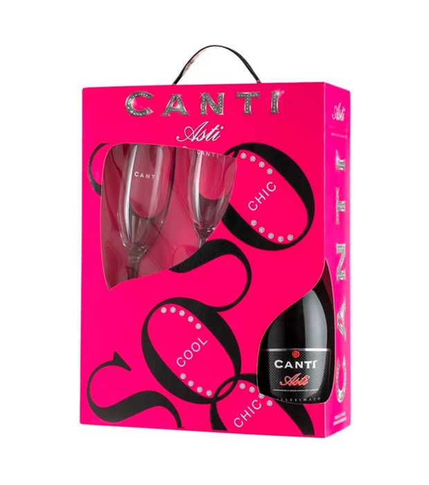 Вино игристое Canti Asti белое сладкое в подарочной упаковке 0,75л 7% + 2 бокала