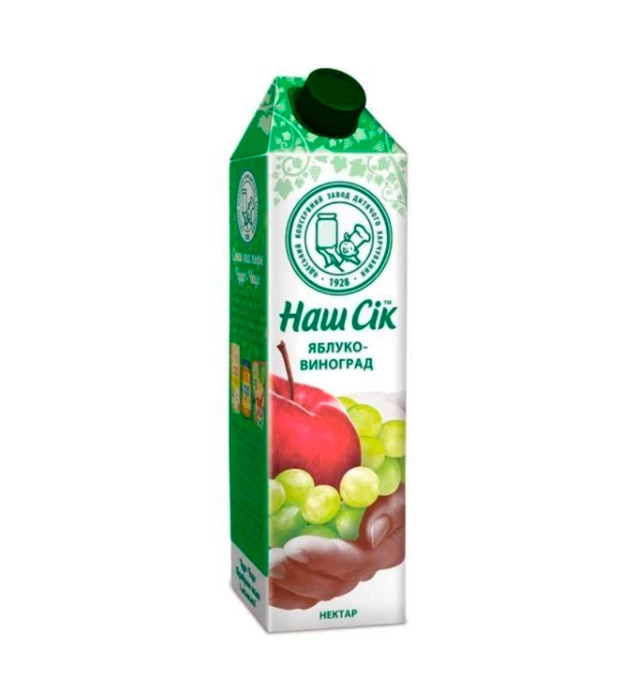 Нектар Наш Сок яблочно-виноградный осветленный 0,95л