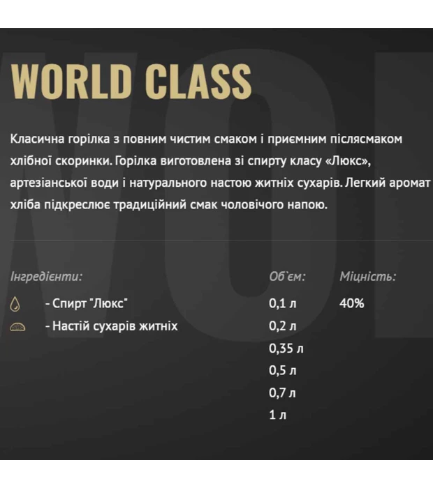 Горілка Prime World Class 1л 40% купити