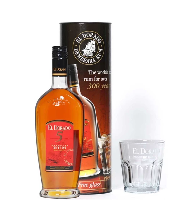Ром "El Dorado 5 yo" 0,7 л 40% + келих тубус