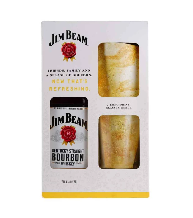 Виски Jim Beam White 4 года выдержки 0,7л 40% + 2 стакана Хайболл