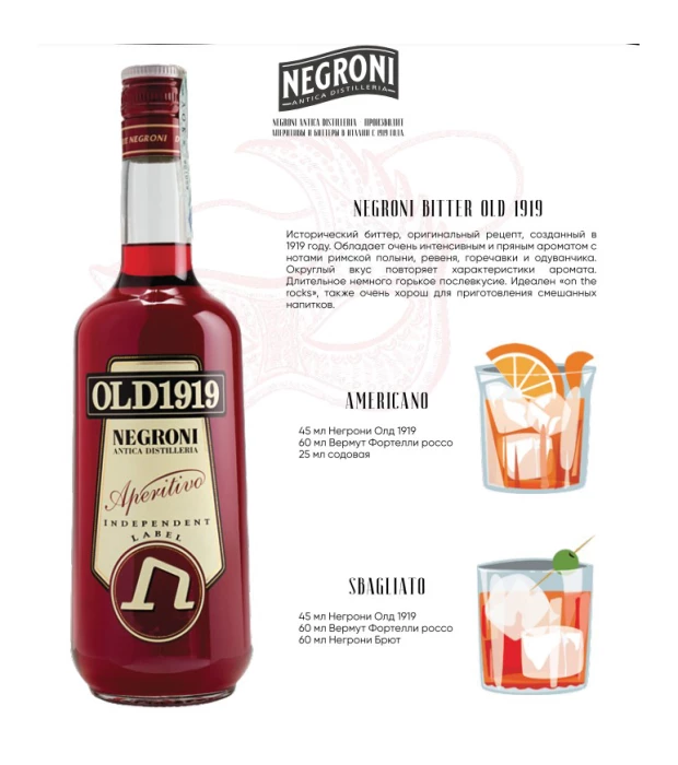 Лікер Negroni Old 1919 1л 21% купити