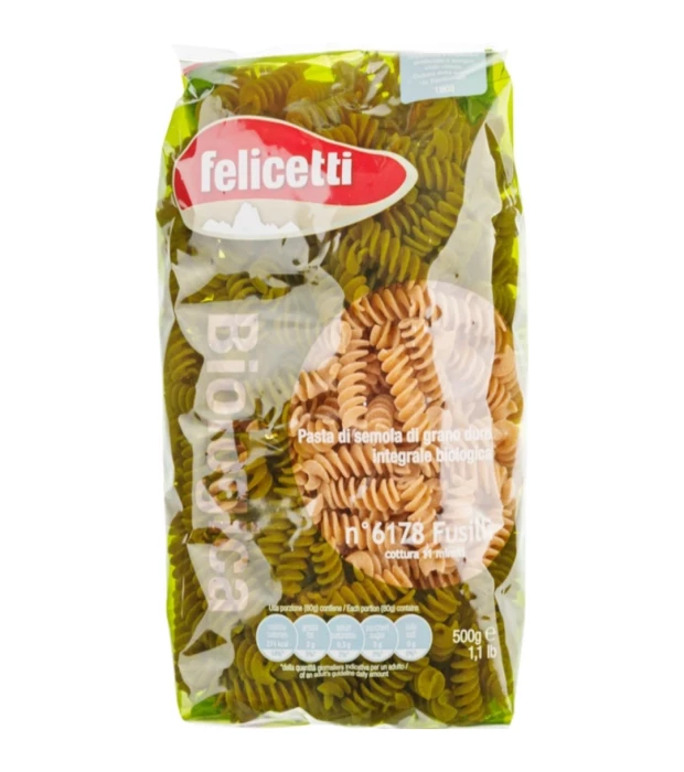 Фузилли из цельнозерновой муки органические Felicetti 500 г