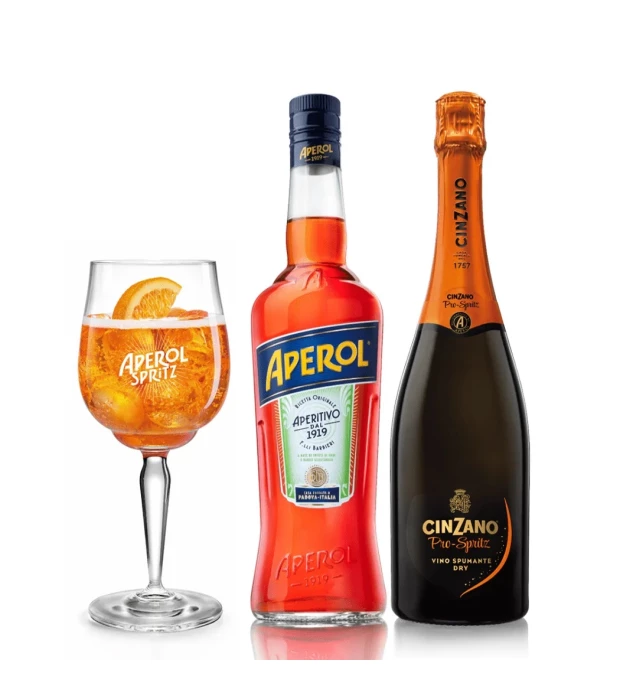 Набор Аперитив Aperol Aperetivo 0,7л 11% + Вино игристое Cinzano Pro-Spritz белое сухое 0,75л 11% в Украине