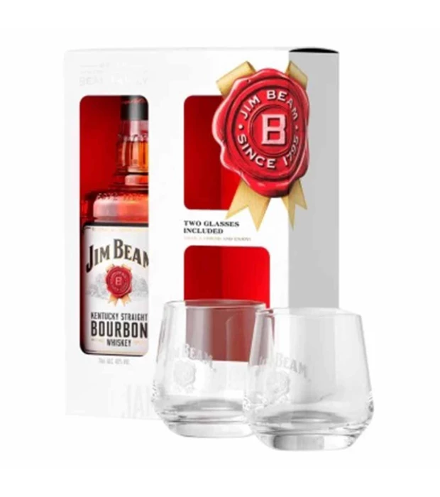 Віскі Jim Beam White 0,7л 40% +2 склянки