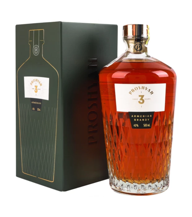Бренди армянский "PROSHYAN" 3 года выдержки 0,5л 40% в коробке