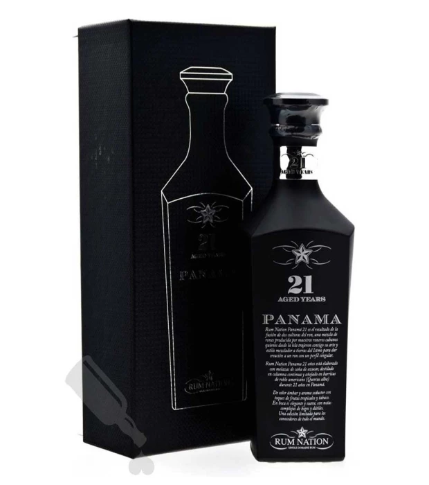 Ром Rum Nation Panama 21 Years Old Decanter Black бурштиновий у подарунковій коробці 0,7л 43%