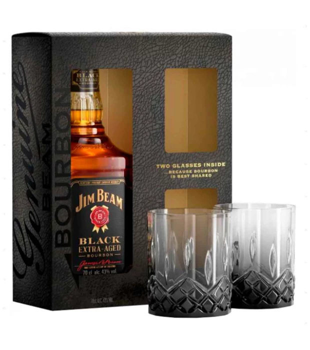 Виски Jim Beam Black  0,7л 43% + 2 стакана