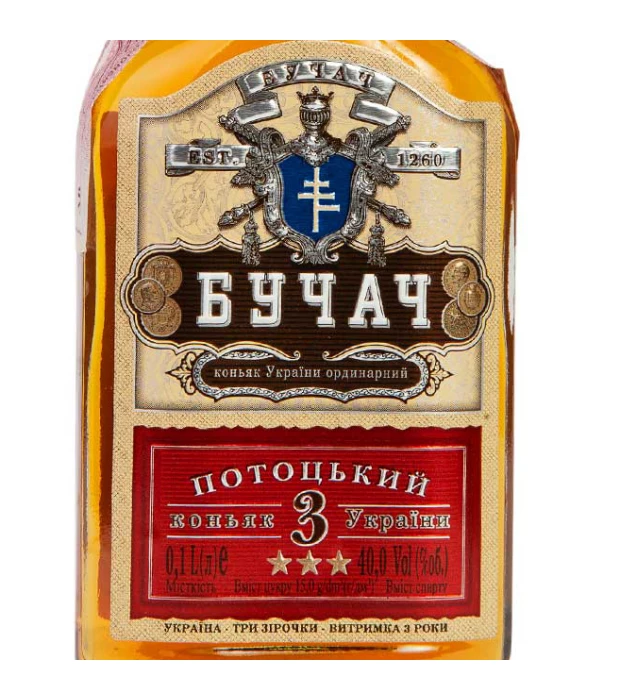 Бренди Бучач Потоцкий 3 звезды 0,1л 40% купить