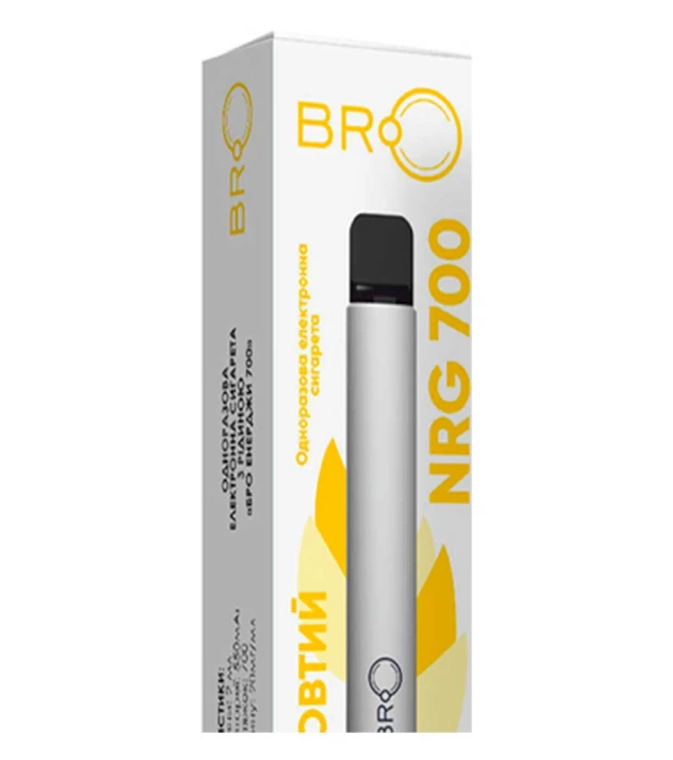 Одноразовая электронная сигарета БРО ЭНЕРДЖИ Жёлтая (red virginia) 700 затяжек 2мл 2%