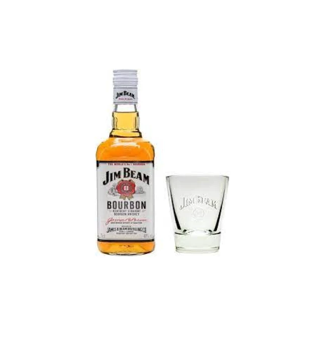 Віскі Jim Beam White 4 роки витримки 0,7л 40% + келих купити