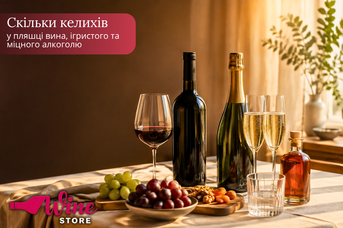 Скільки келихів у пляшці вина, ігристого та міцного алкоголю
