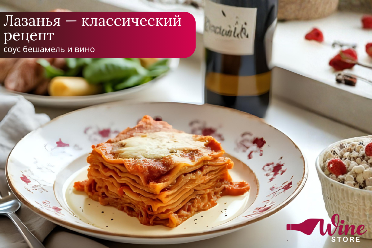 Лазанья — классический рецепт, соус бешамель и вино