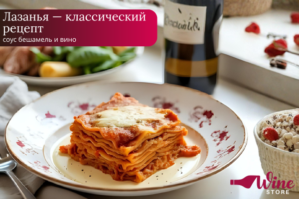Лазанья — классический рецепт, соус бешамель и вино